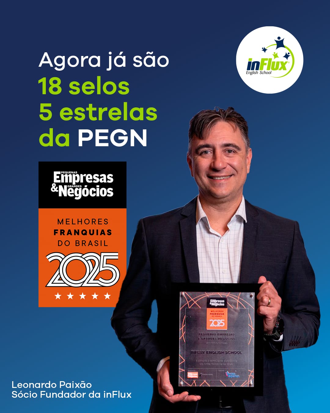 Leonardo Paixão — 18 selos 5 estrelas da PEGN, Melhores Franquias do Brasil 2025